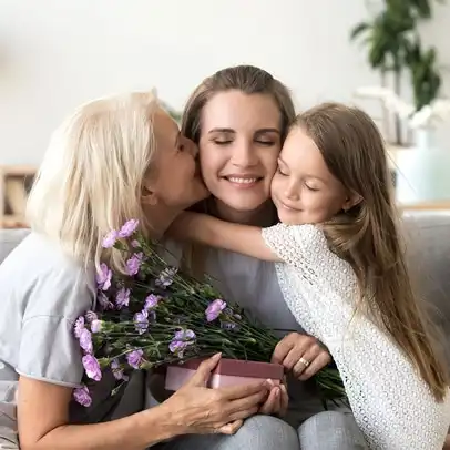 Family sharing a relaxed moment together
